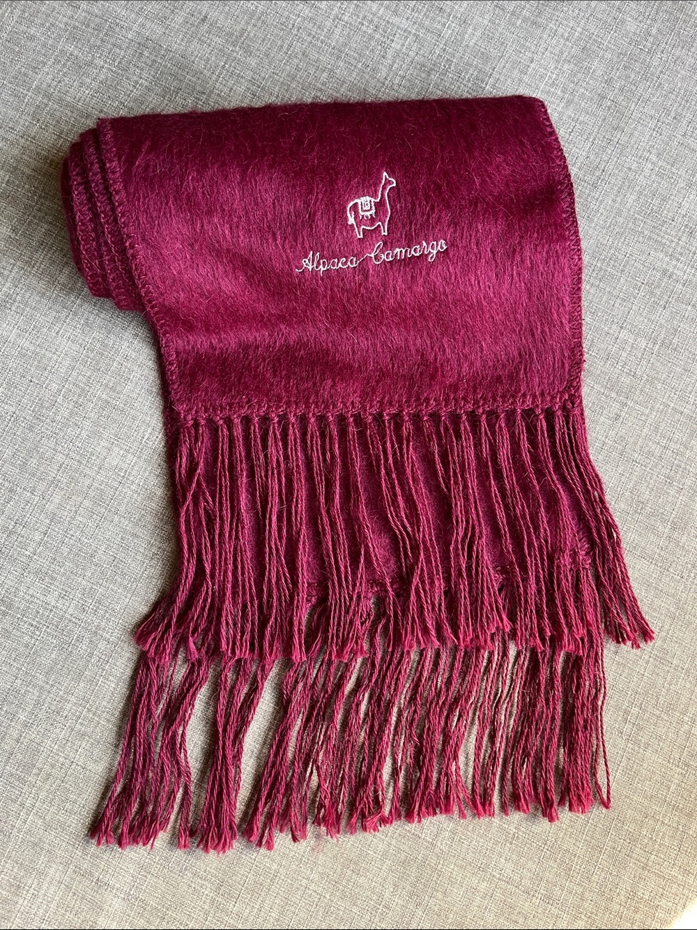 Alpaca Camargo Red Scarf Warm Winter Cozy